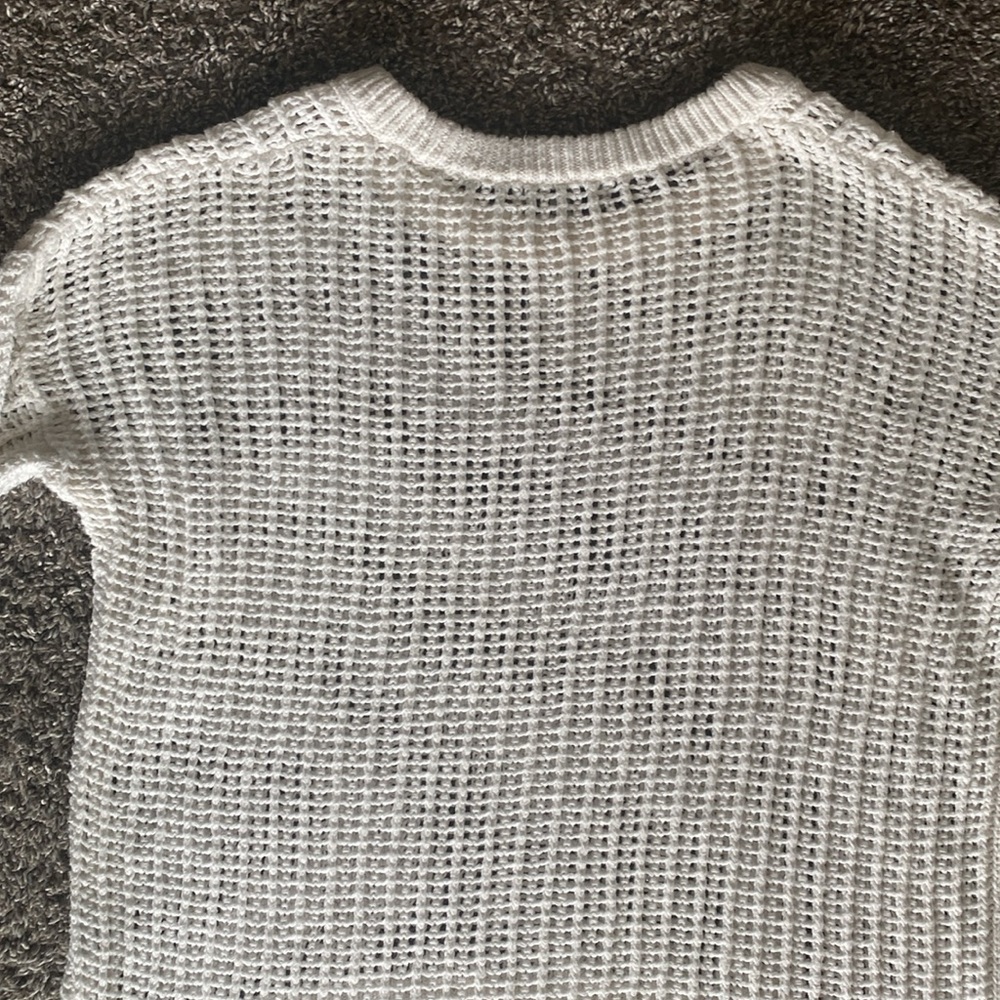 Madewell White Crochet Knit Open Lattice Long Sleeve Sweater, Women’s S - Picture 14 of 16